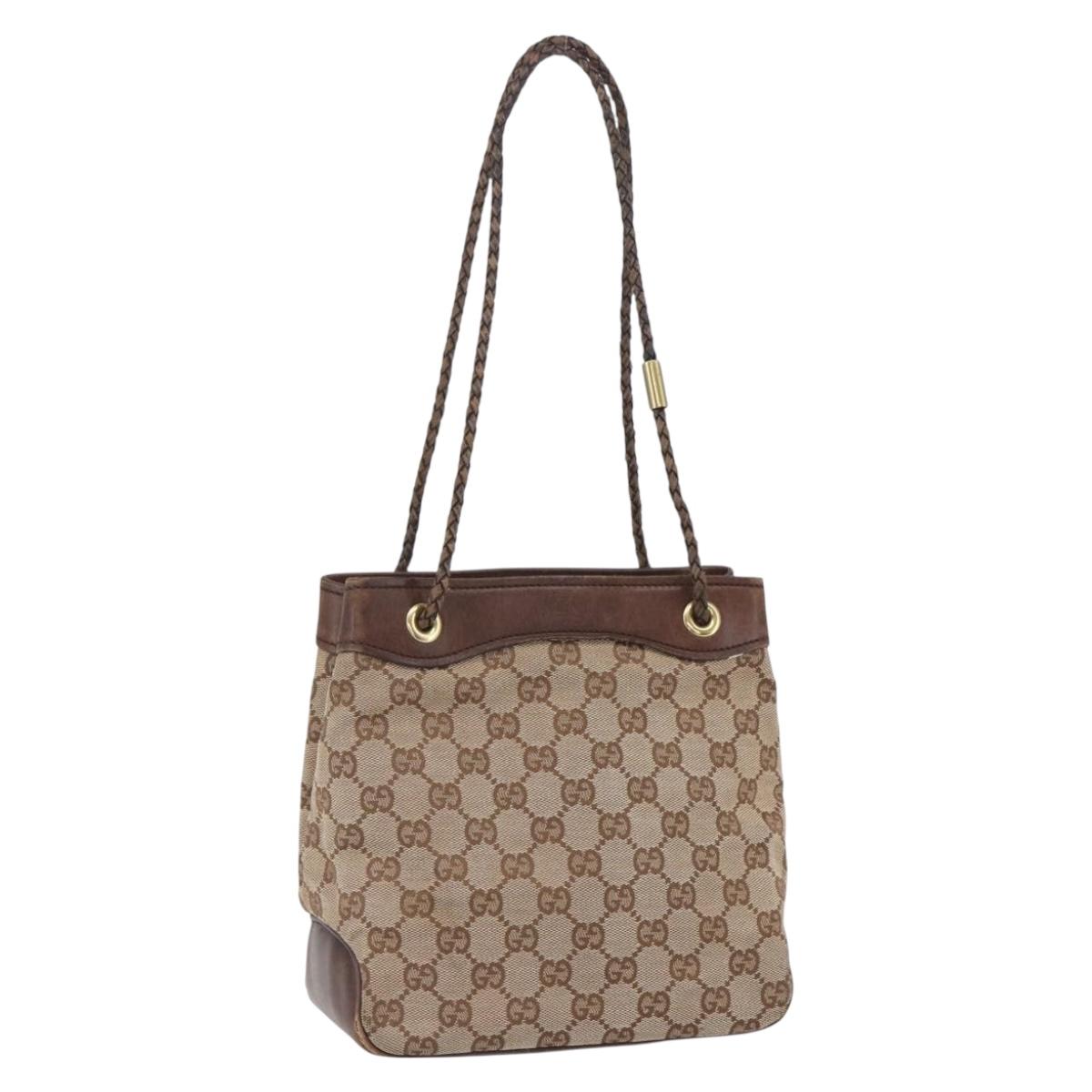 GUCCI GG Canvas Shoulder Bag Beige Gold 109143 Auth ka295