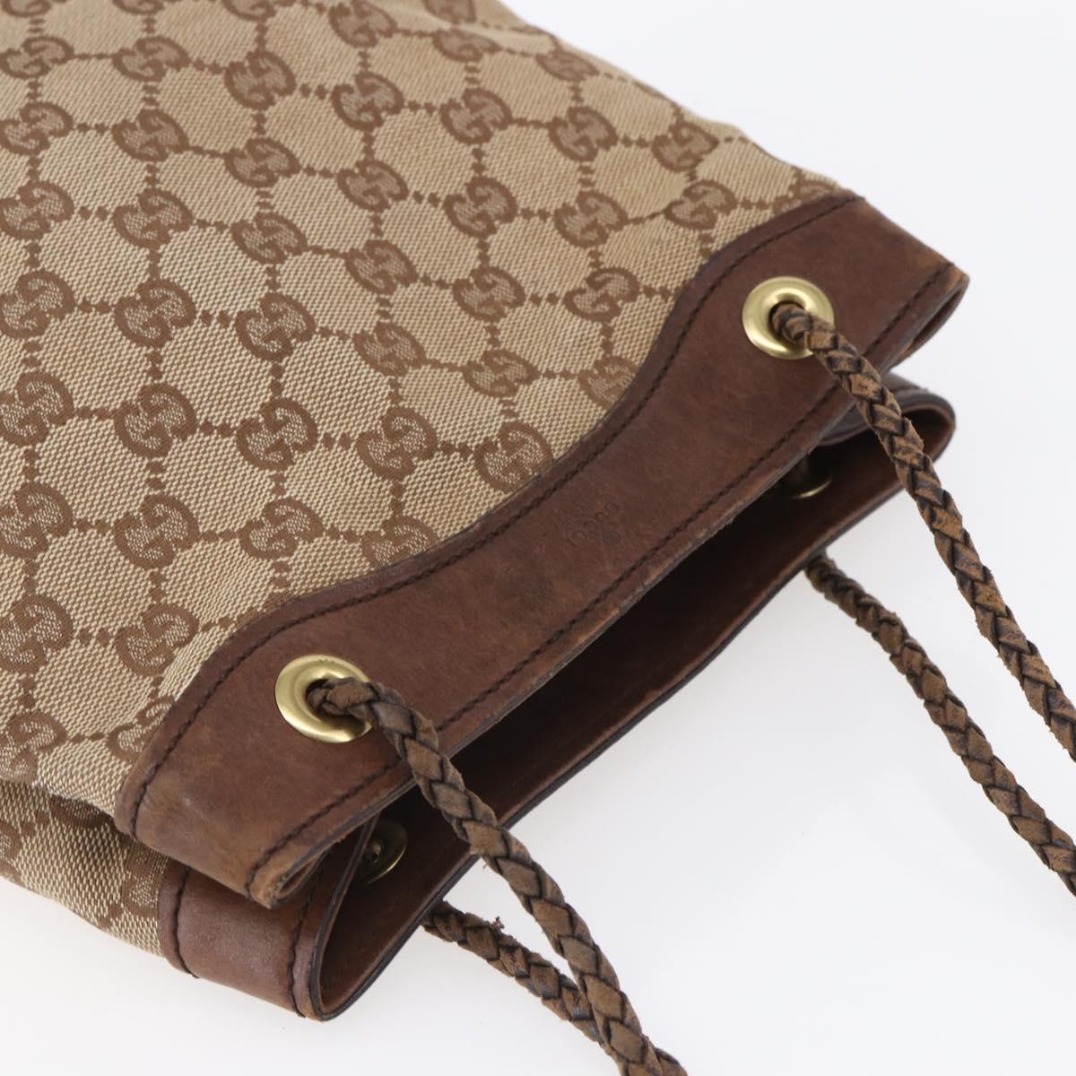 GUCCI GG Canvas Shoulder Bag Beige Gold 109143 Auth ka295