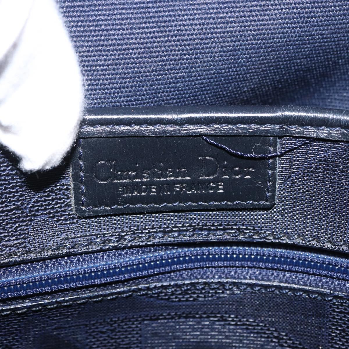 Christian Dior Trotter Canvas Shoulder Bag Navy Gold Auth ka2955