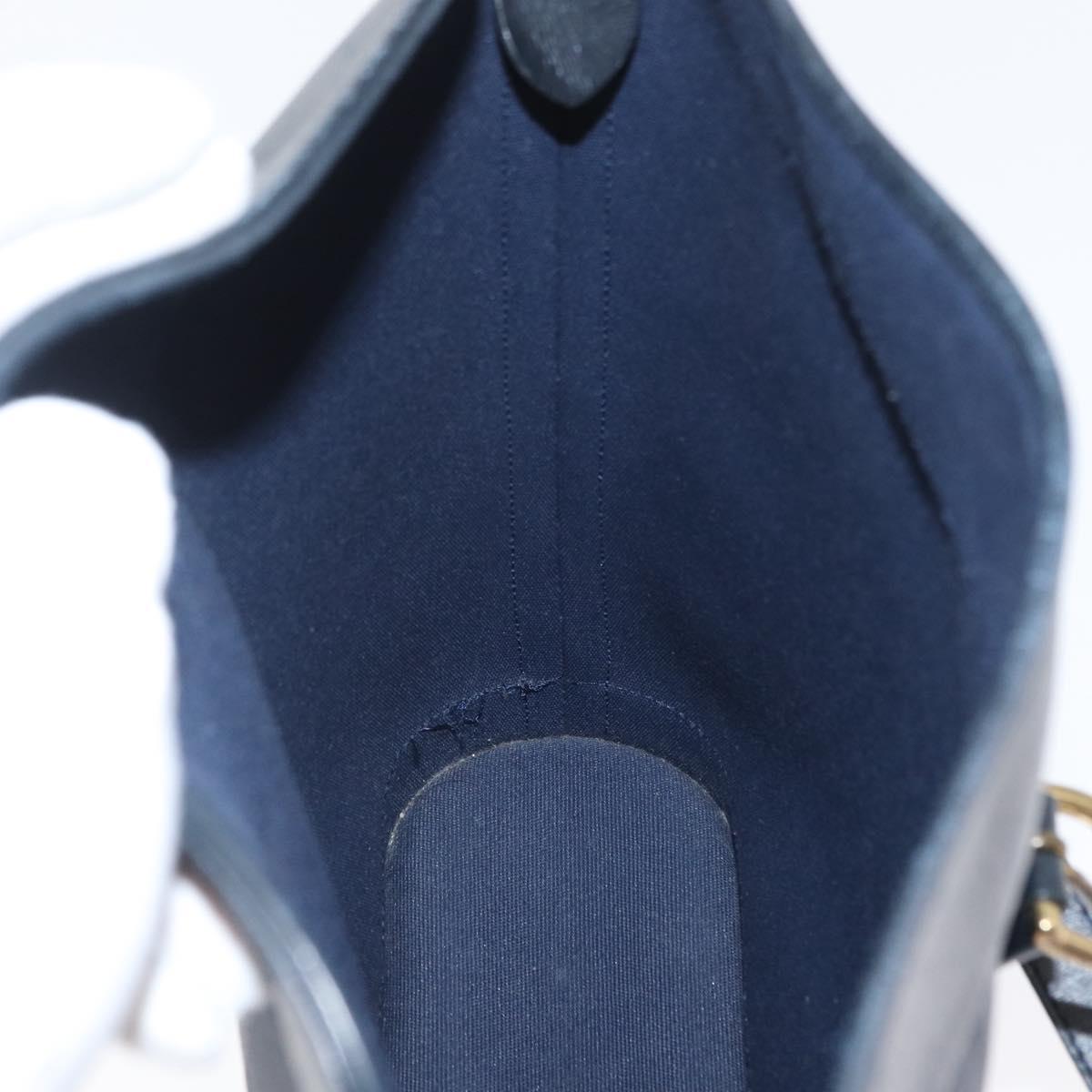 Christian Dior Trotter Canvas Shoulder Bag Navy Gold Auth ka2955