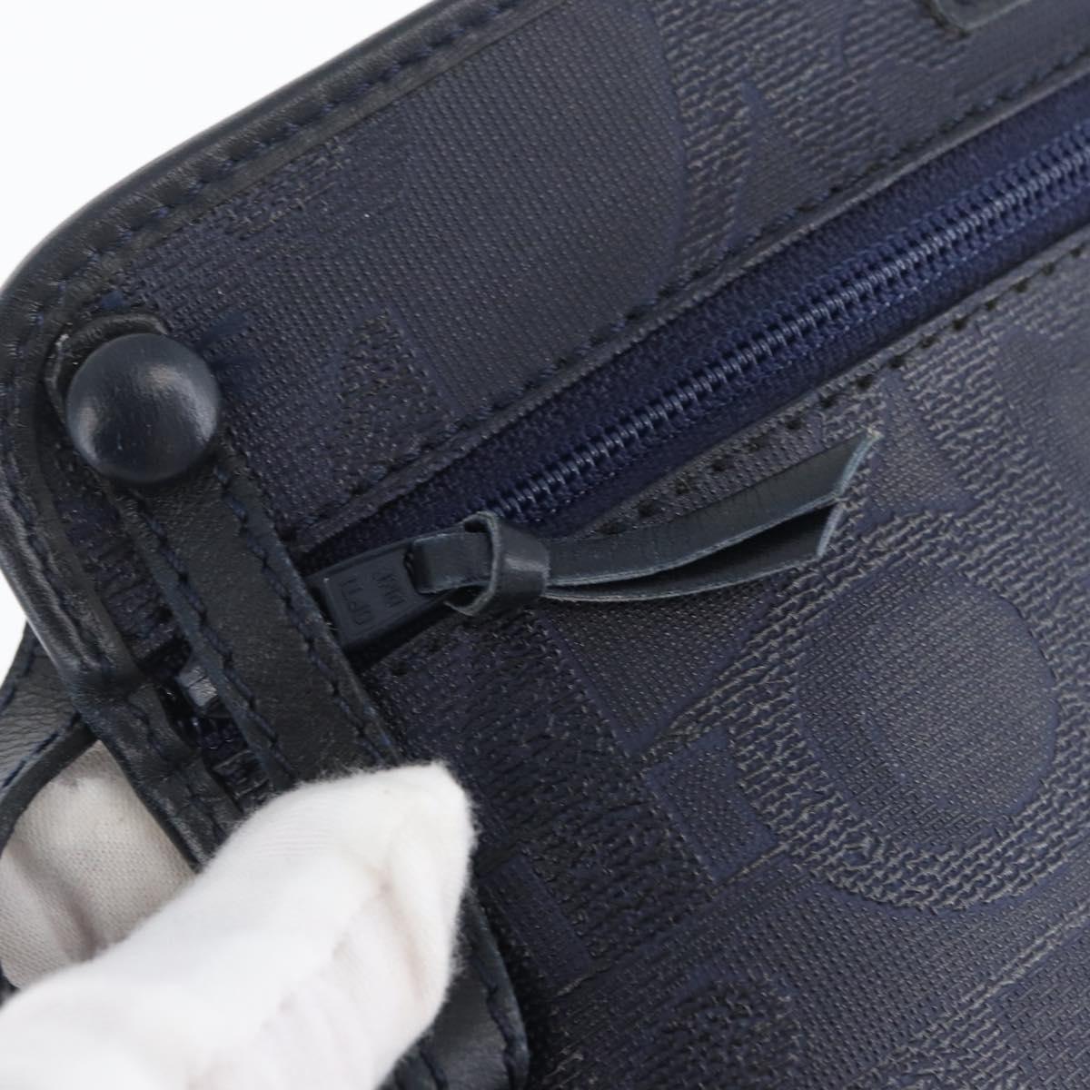 Christian Dior Trotter Canvas Shoulder Bag Navy Gold Auth ka2955
