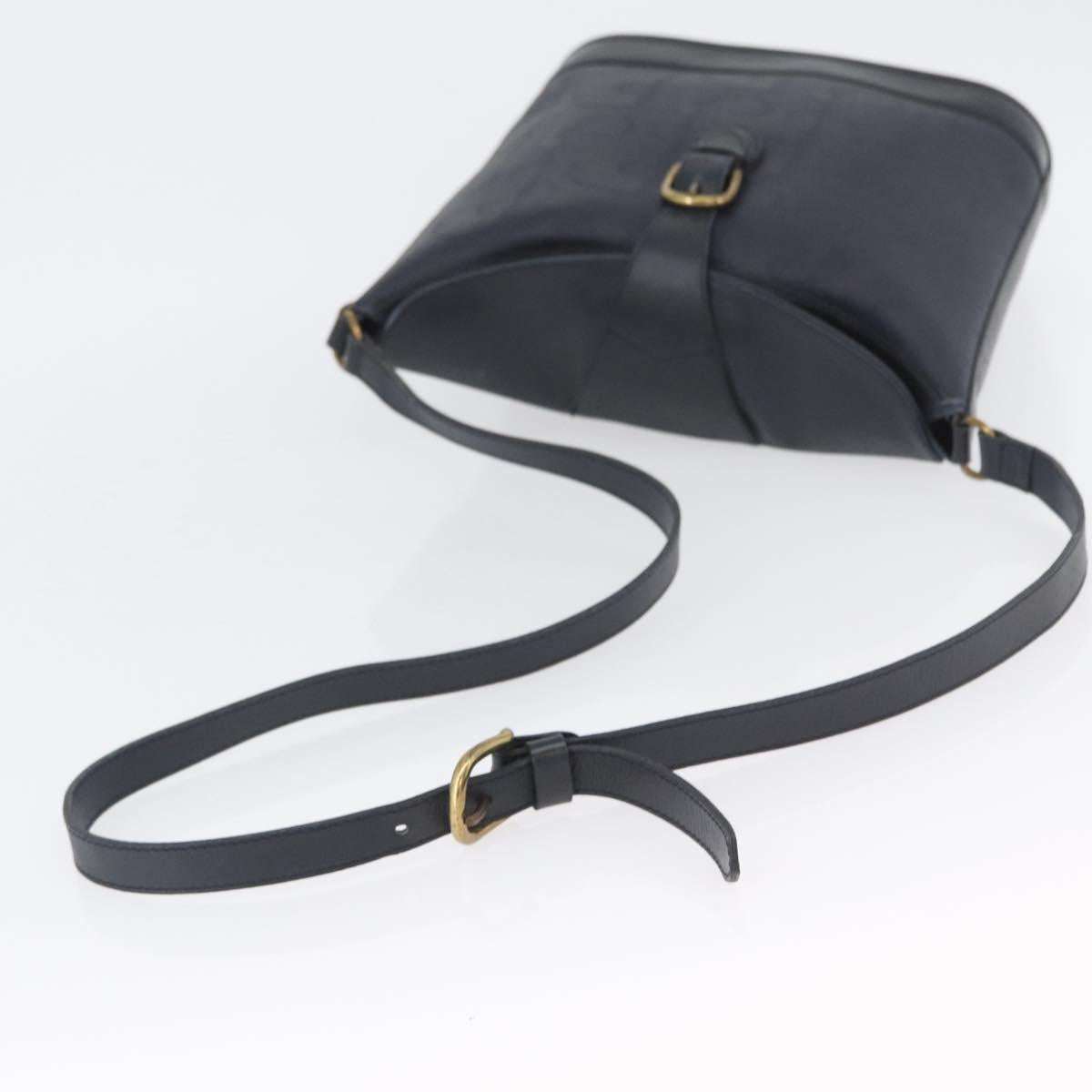 Christian Dior Trotter Canvas Shoulder Bag Navy Gold Auth ka2955