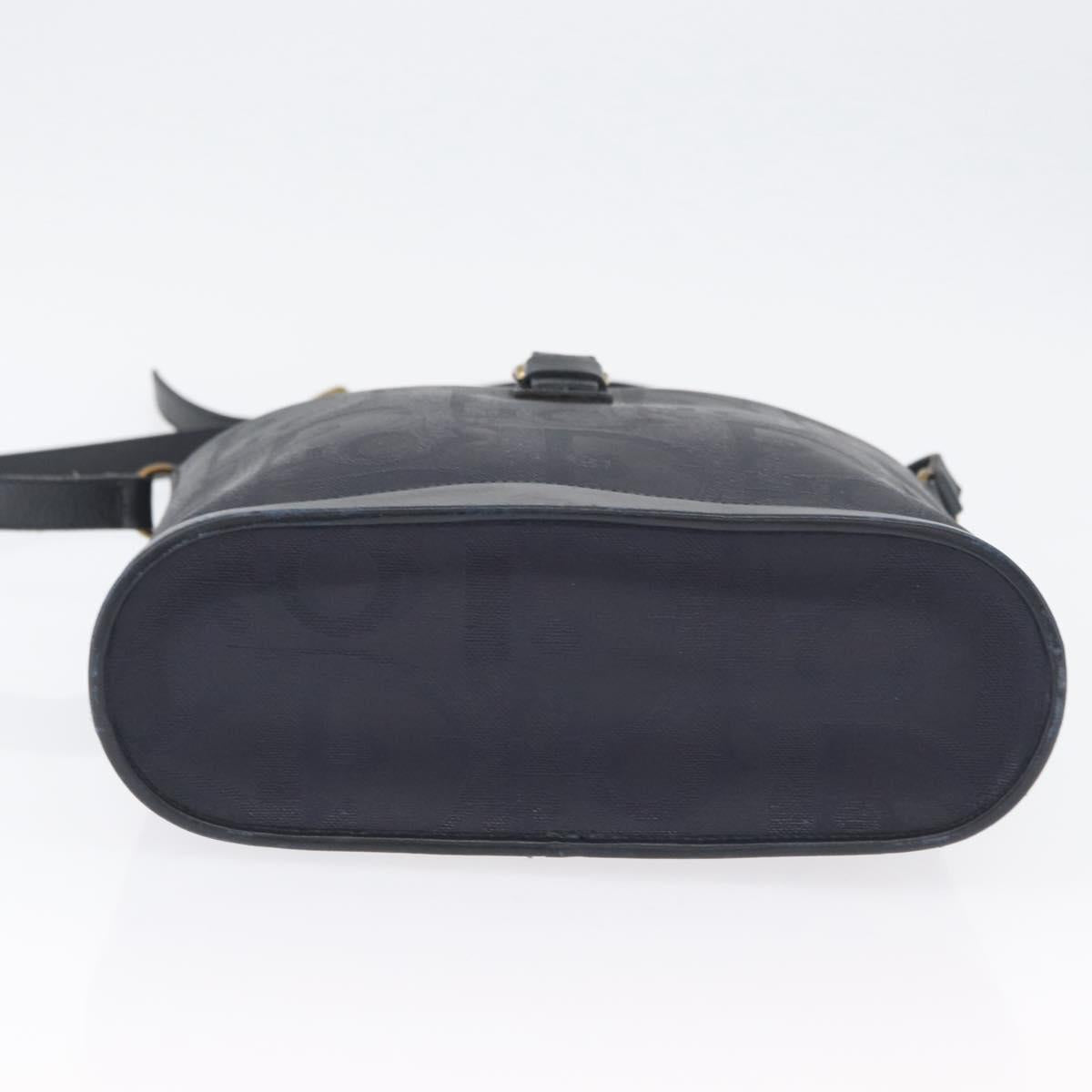 Christian Dior Trotter Canvas Shoulder Bag Navy Gold Auth ka2955