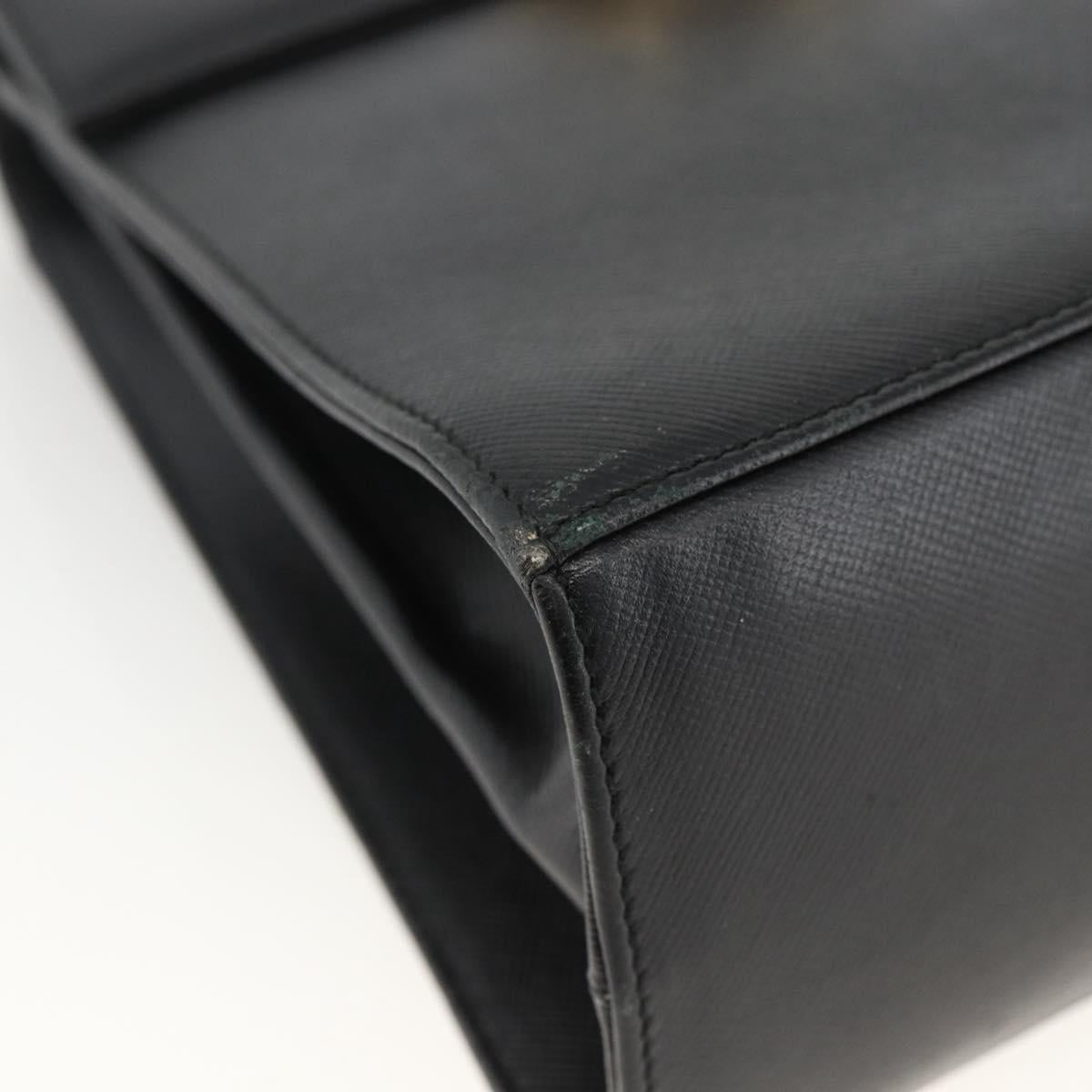 Salvatore Ferragamo Gancini Hand Bag Leather Black Gold Auth ka2959