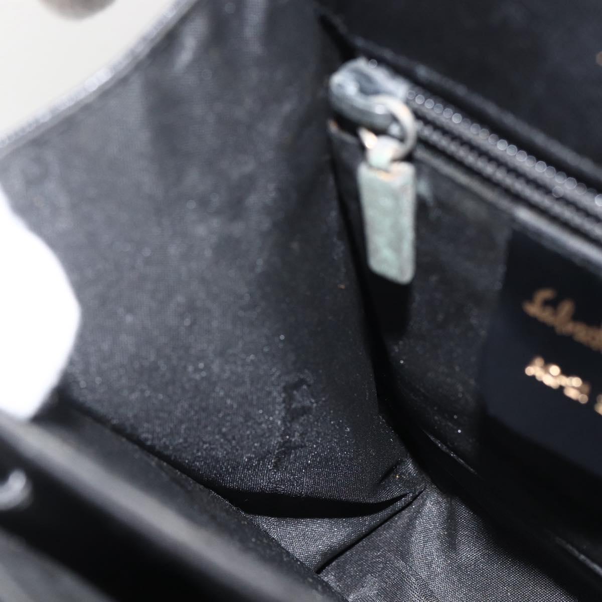 Salvatore Ferragamo Gancini Hand Bag Leather Black Gold Auth ka2959