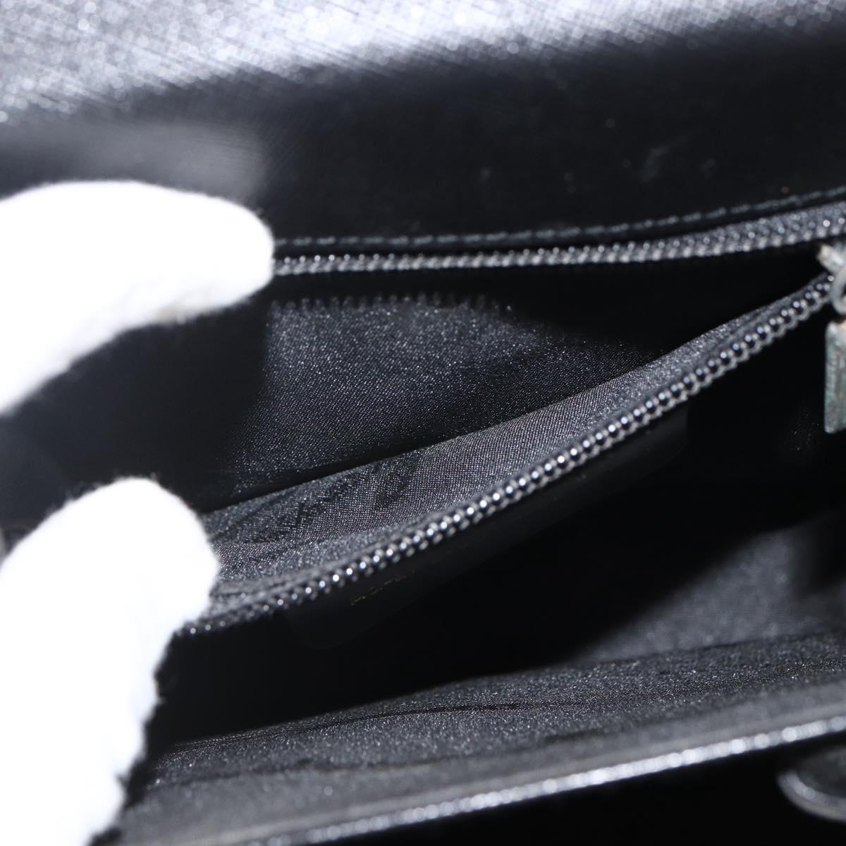Salvatore Ferragamo Gancini Hand Bag Leather Black Gold Auth ka2959