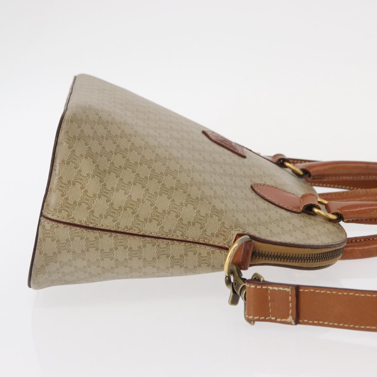 CELINE Macadam Canvas Hand Bag PVC 2way Beige Gold Auth ka296