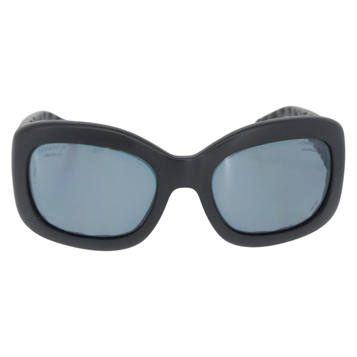 CHANEL Sunglasses plastic Black CC Auth ka2963