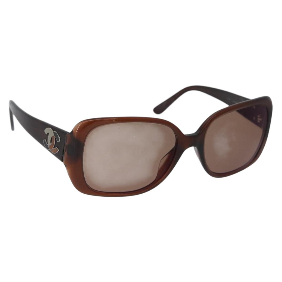CHANEL Sunglasses plastic Brown CC Auth ka2964