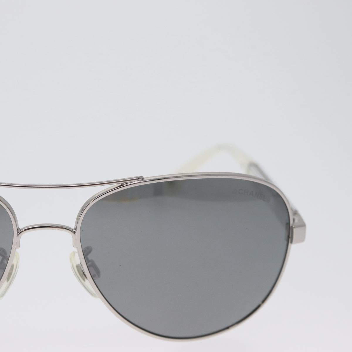 CHANEL Sunglasses metal Silver CC Auth ka2965