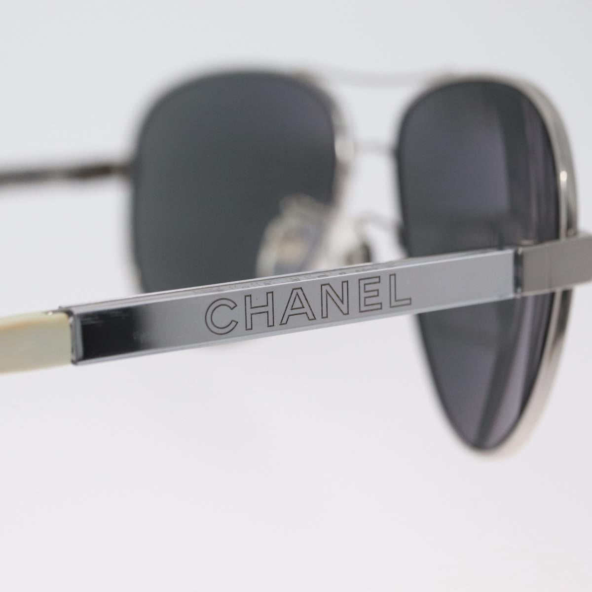 CHANEL Sunglasses metal Silver CC Auth ka2965