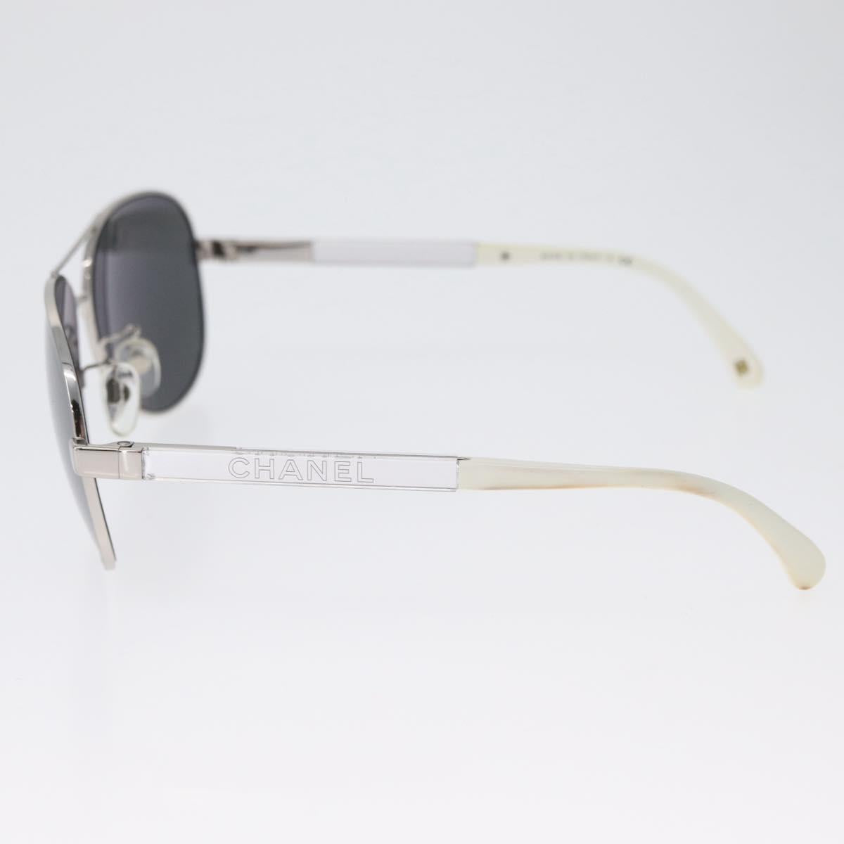 CHANEL Sunglasses metal Silver CC Auth ka2965