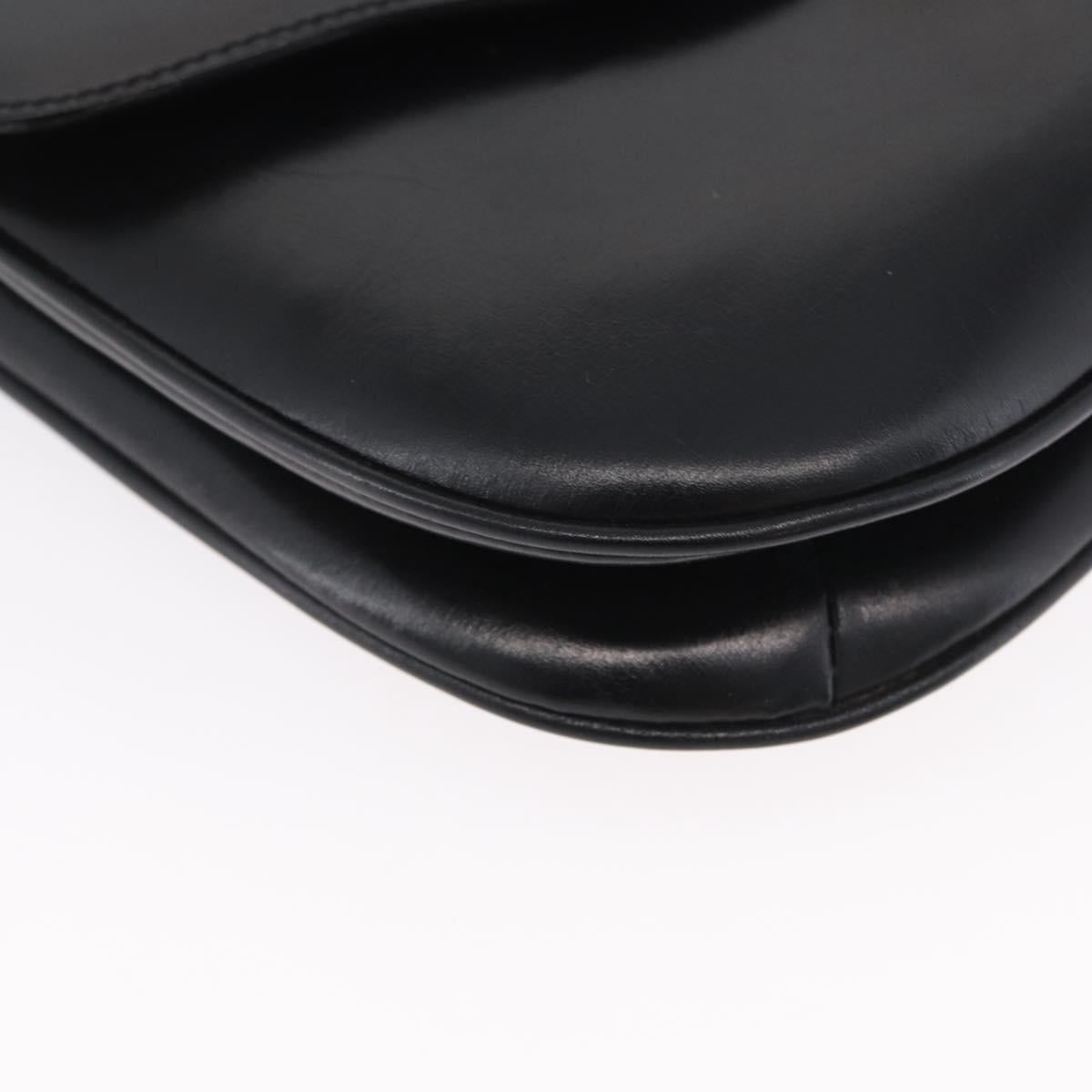 CELINE Shoulder Bag Leather Black Gold Auth ka2969