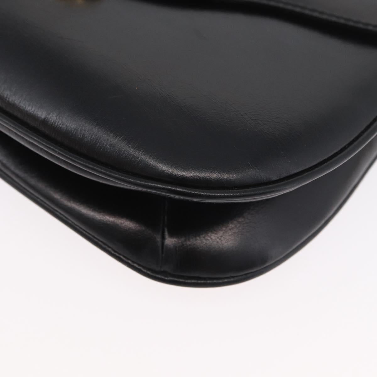 CELINE Shoulder Bag Leather Black Gold Auth ka2969