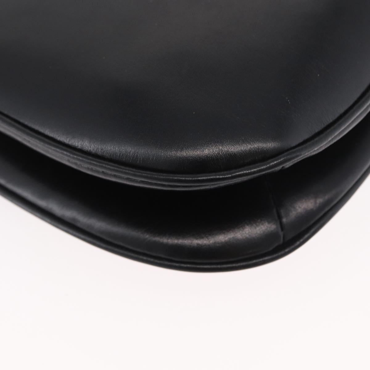 CELINE Shoulder Bag Leather Black Gold Auth ka2969
