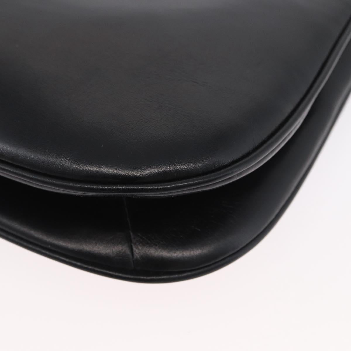 CELINE Shoulder Bag Leather Black Gold Auth ka2969
