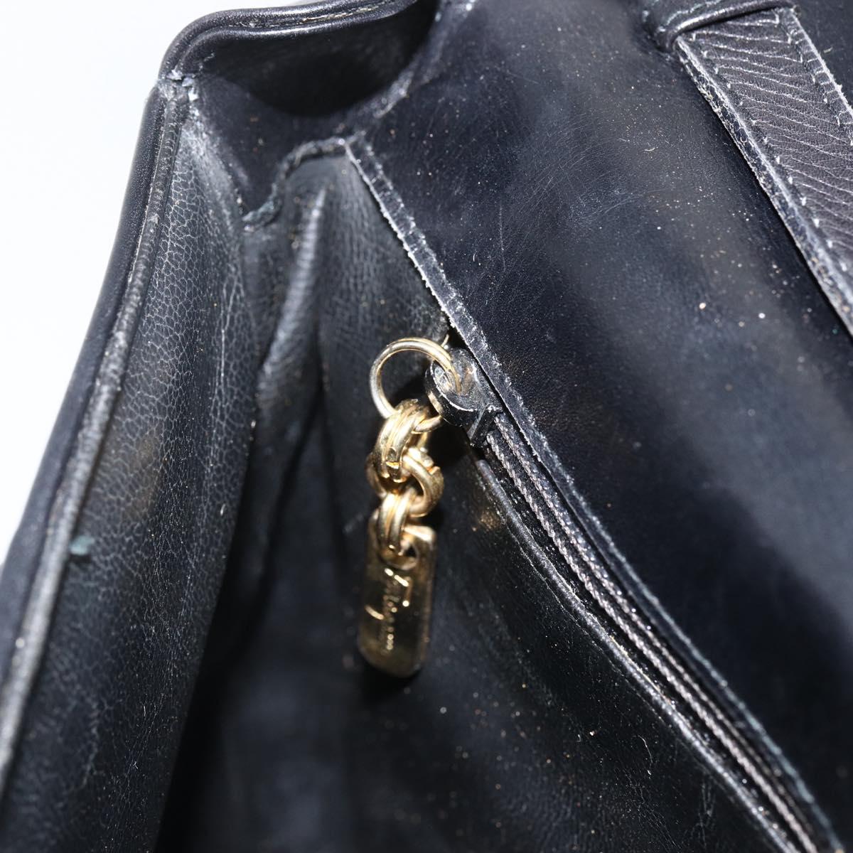 Salvatore Ferragamo Shoulder Bag Patent leather Black Gold Auth ka2971