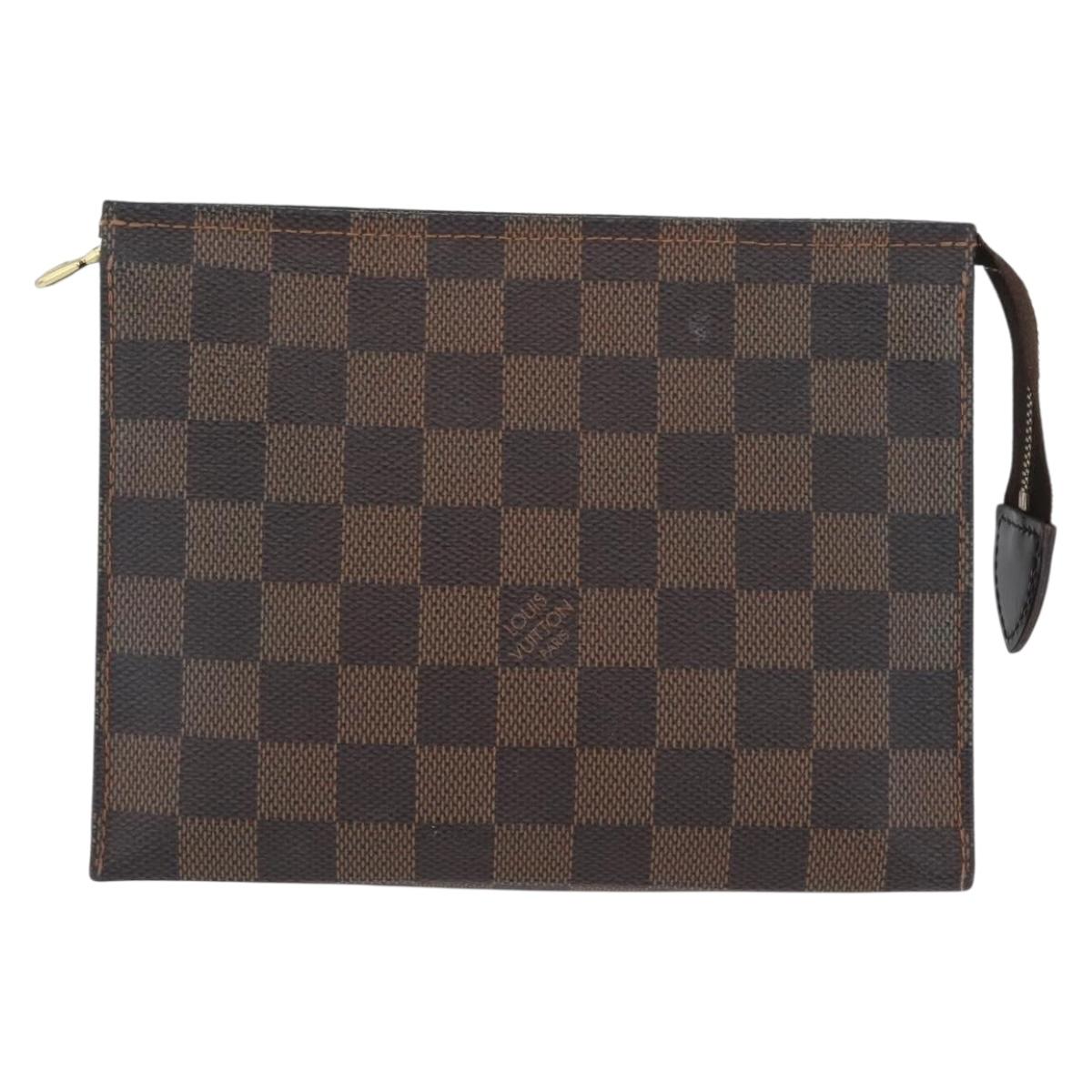 LOUIS VUITTON Damier Ebene Poche Toilette 19 Pouch N47544 LV Auth ka2972
