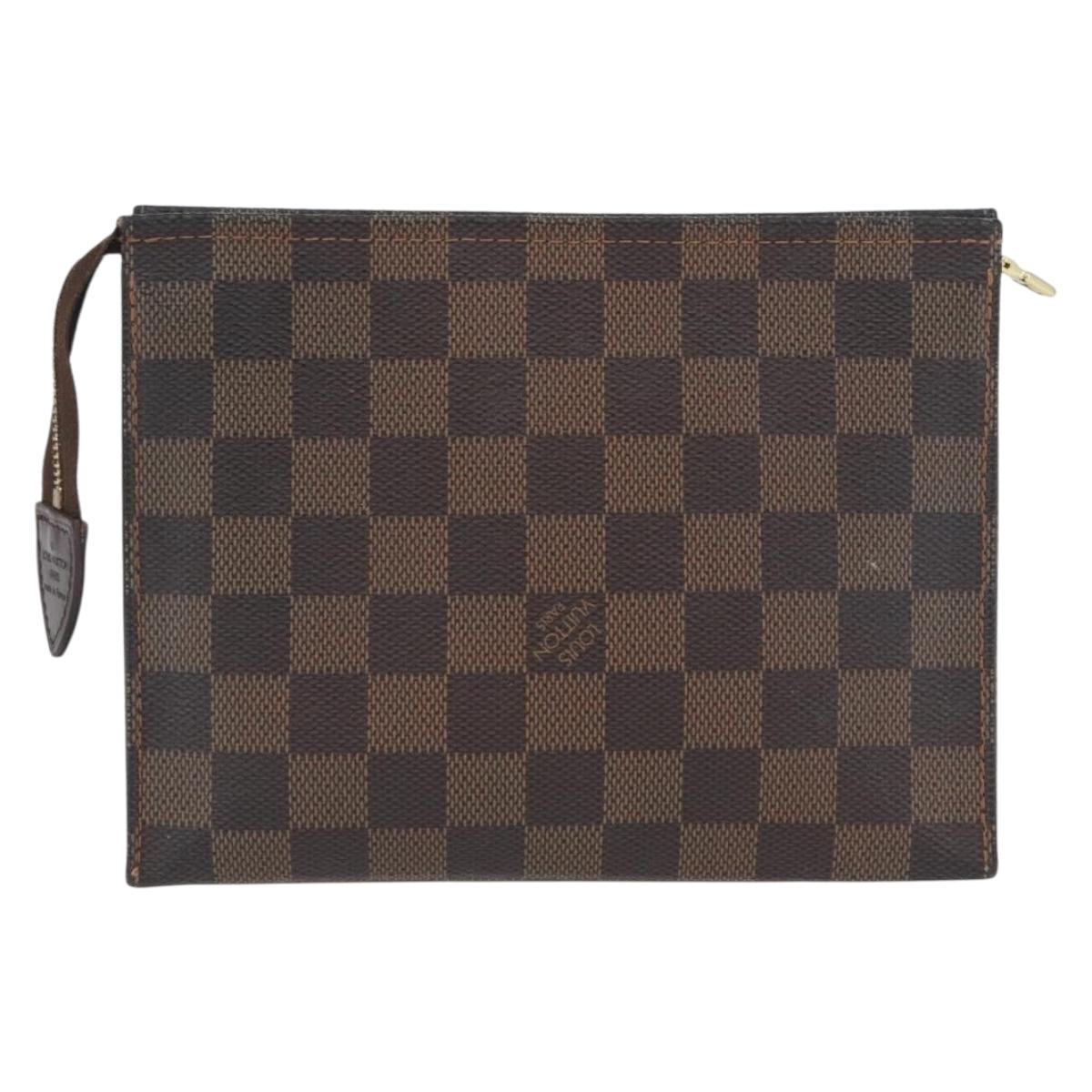 LOUIS VUITTON Damier Ebene Poche Toilette 19 Pouch N47544 LV Auth ka2972