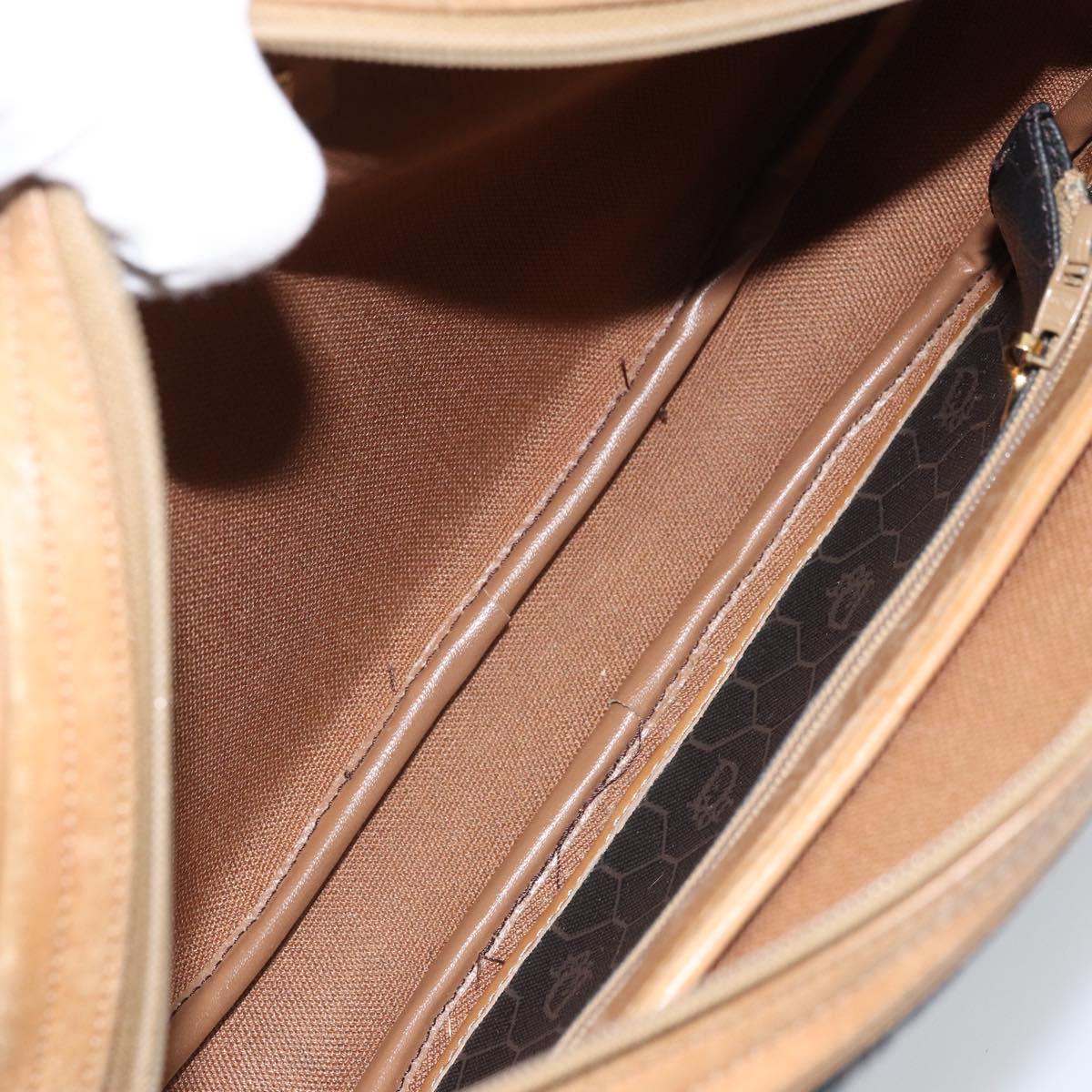 Christian Dior Honeycomb Canvas Shoulder Bag PVC Black Gold Auth ka2973