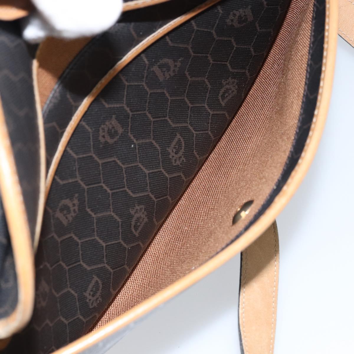 Christian Dior Honeycomb Canvas Shoulder Bag PVC Black Gold Auth ka2973