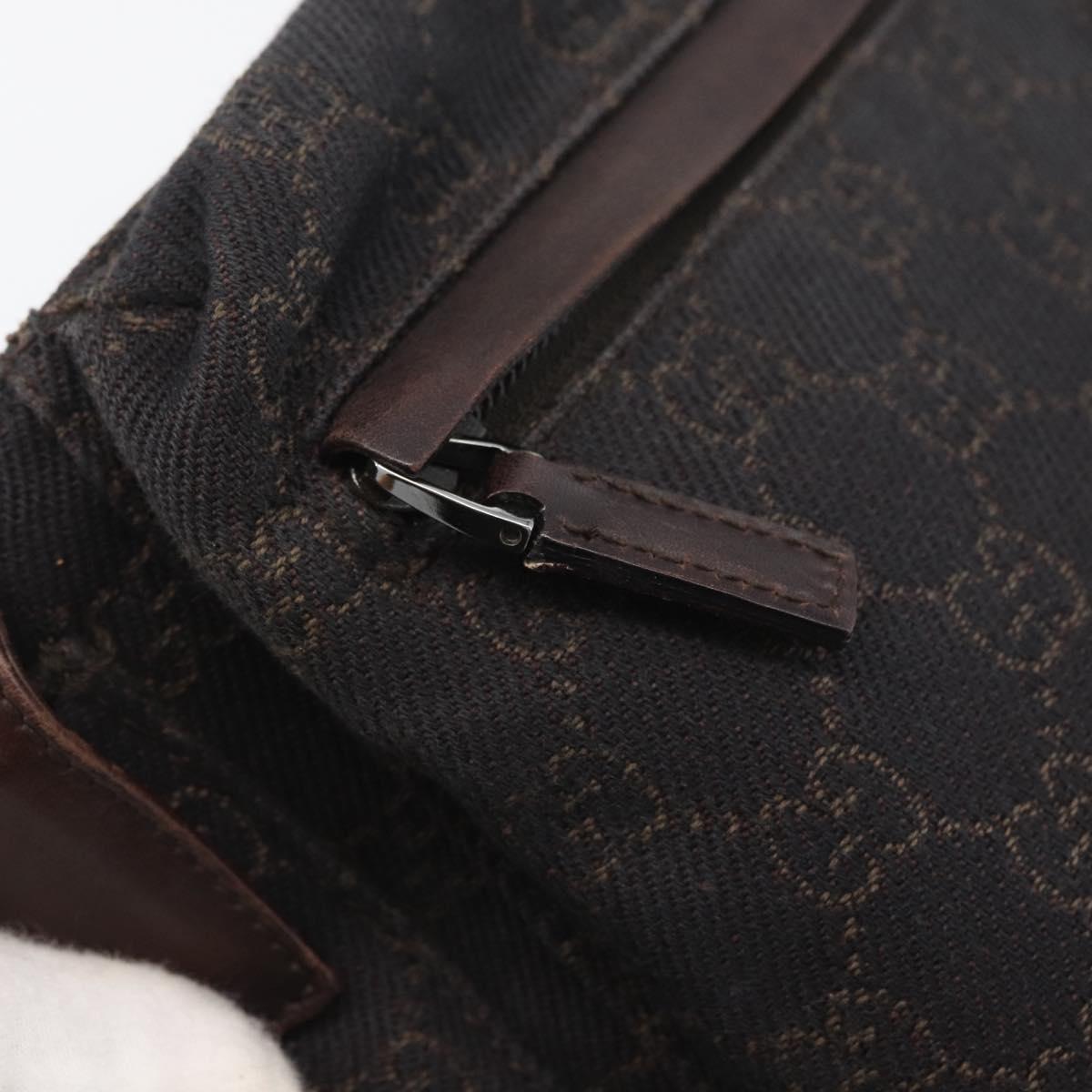 GUCCI GG Canvas Waist bag Dark Brown Silver 28566 Auth ka2977