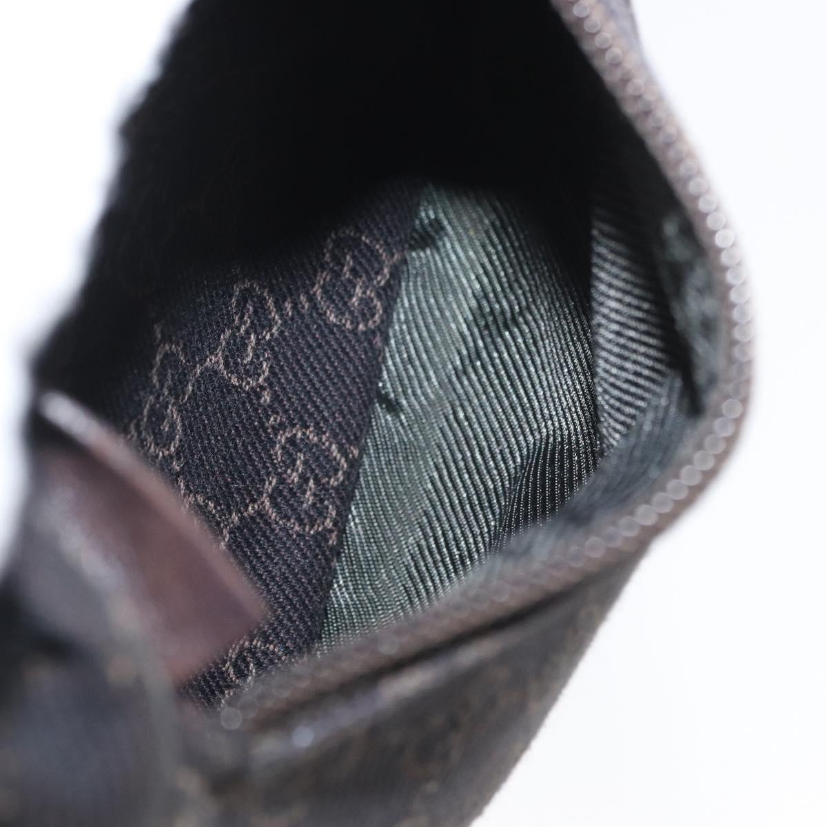 GUCCI GG Canvas Waist bag Dark Brown Silver 28566 Auth ka2977