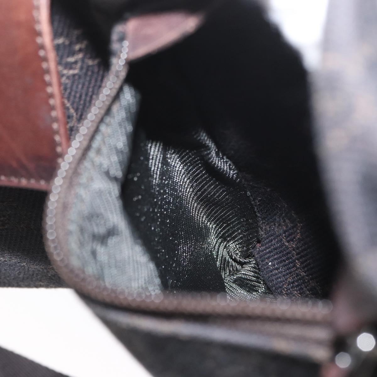 GUCCI GG Canvas Waist bag Dark Brown Silver 28566 Auth ka2977