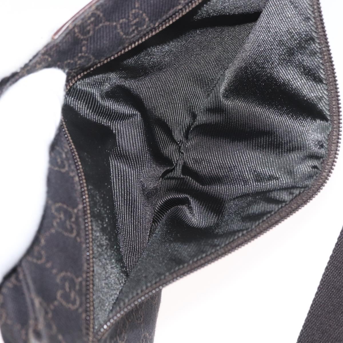GUCCI GG Canvas Waist bag Dark Brown Silver 28566 Auth ka2977