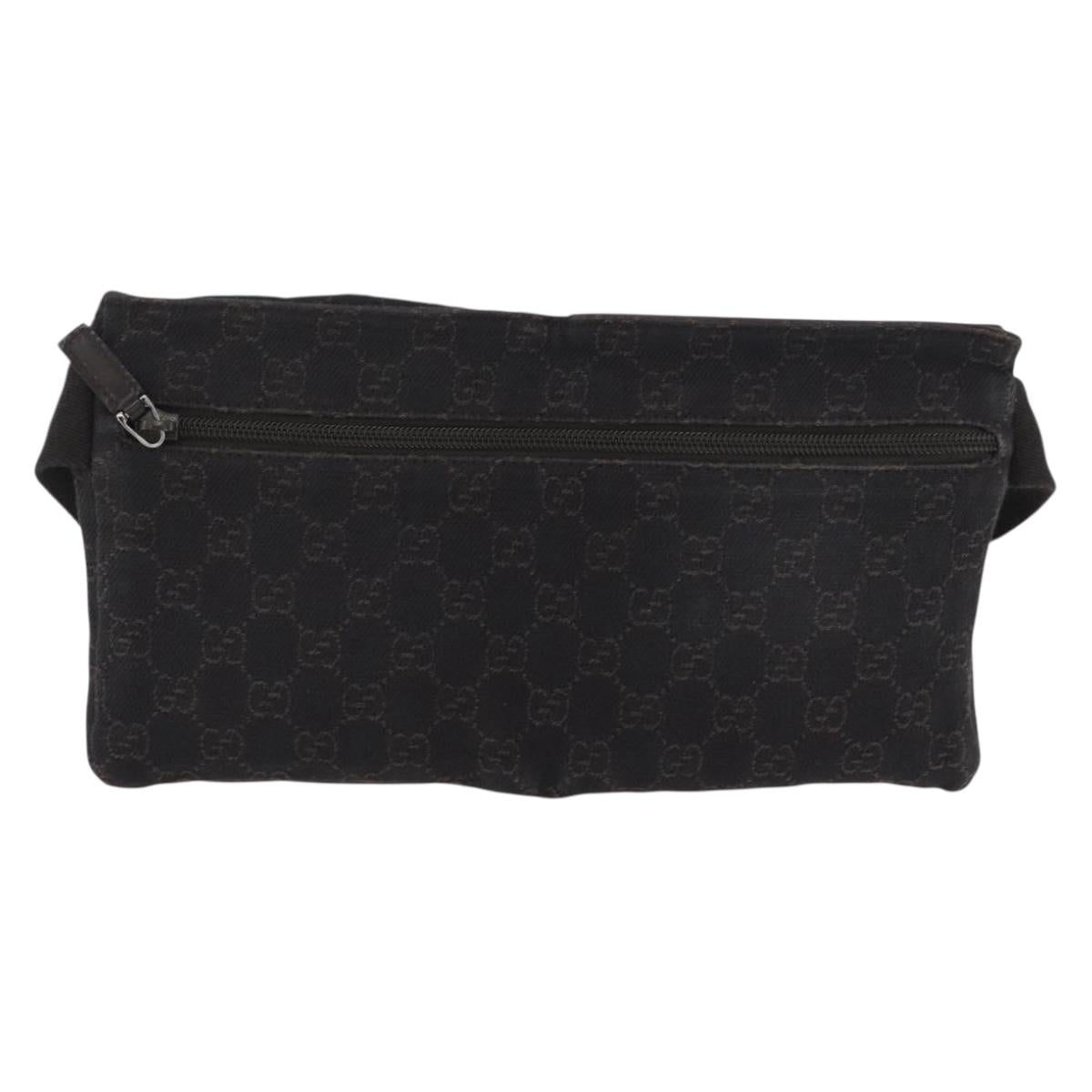 GUCCI GG Canvas Waist bag Dark Brown Silver 28566 Auth ka2977