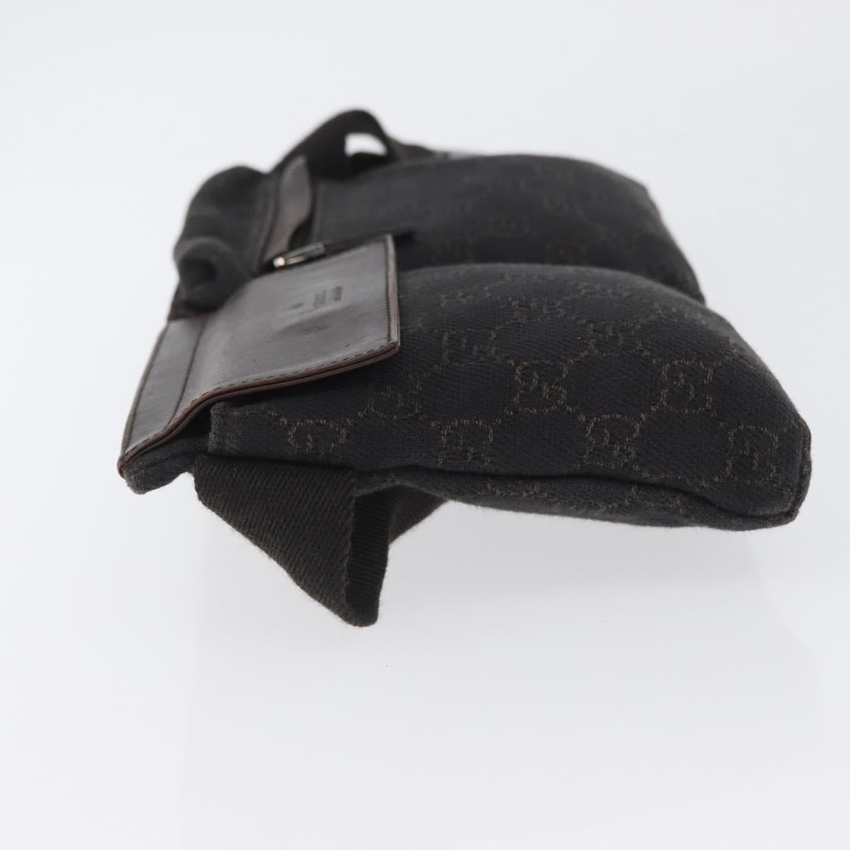 GUCCI GG Canvas Waist bag Dark Brown Silver 28566 Auth ka2977