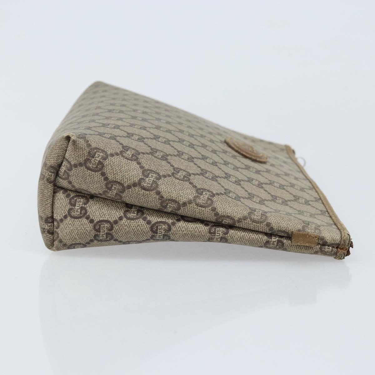GUCCI GG Plus Supreme Clutch Bag PVC Beige Auth ka2978