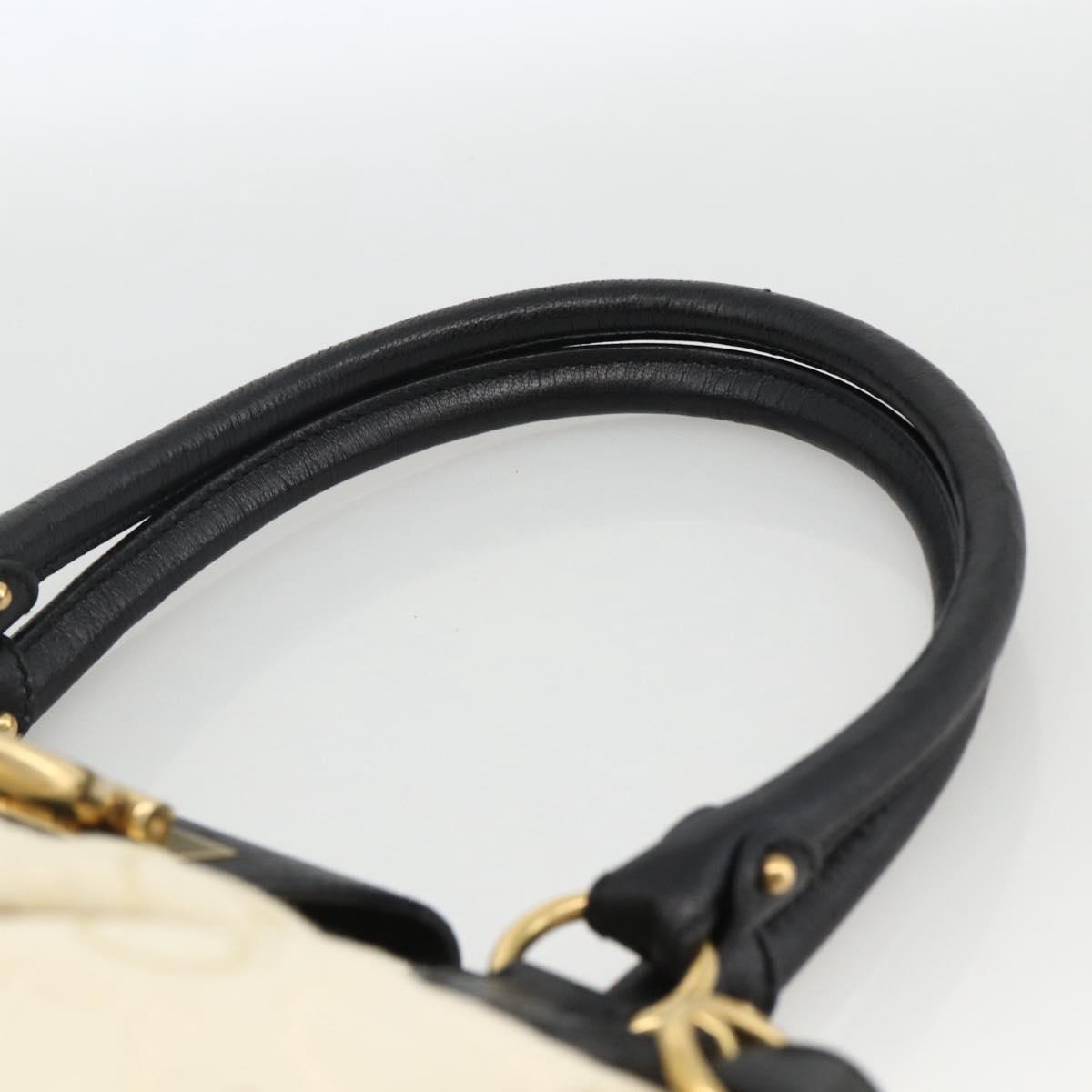 Salvatore Ferragamo Hand Bag Canvas Beige Black Auth ka2979