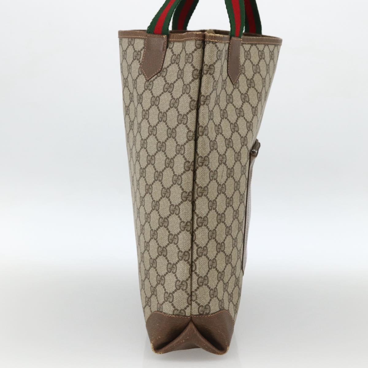 GUCCI GG Supreme Web Sherry Line Tote Bag PVC Beige Red 002 904 0222 Auth ka2984