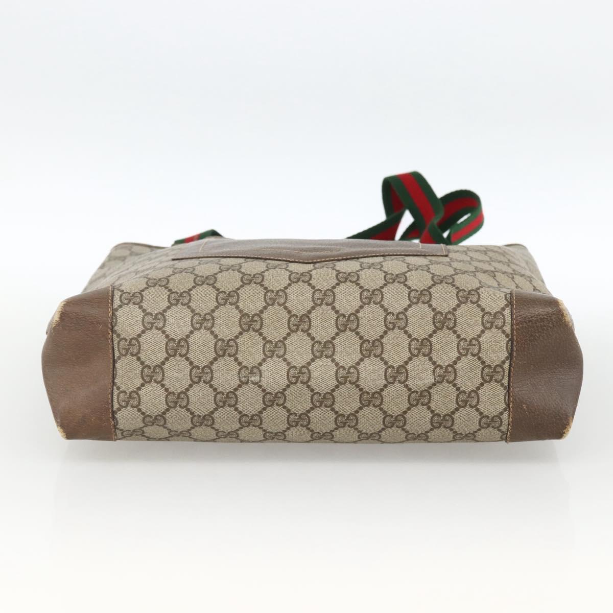 GUCCI GG Supreme Web Sherry Line Tote Bag PVC Beige Red 002 904 0222 Auth ka2984