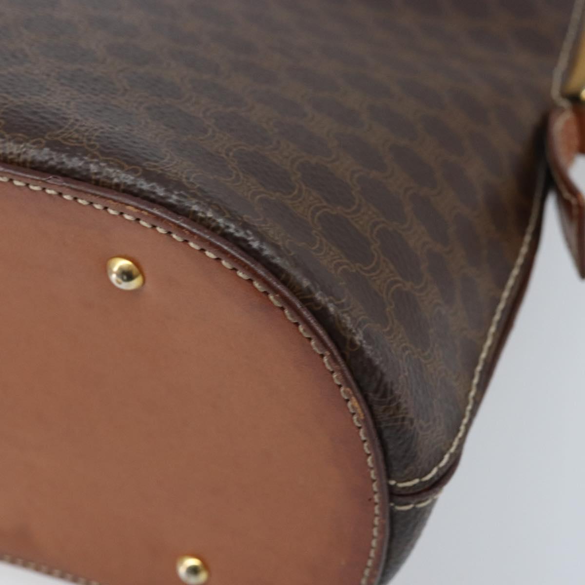 CELINE Macadam Canvas Hand Bag PVC Leather 2way Brown Gold Auth ka2994