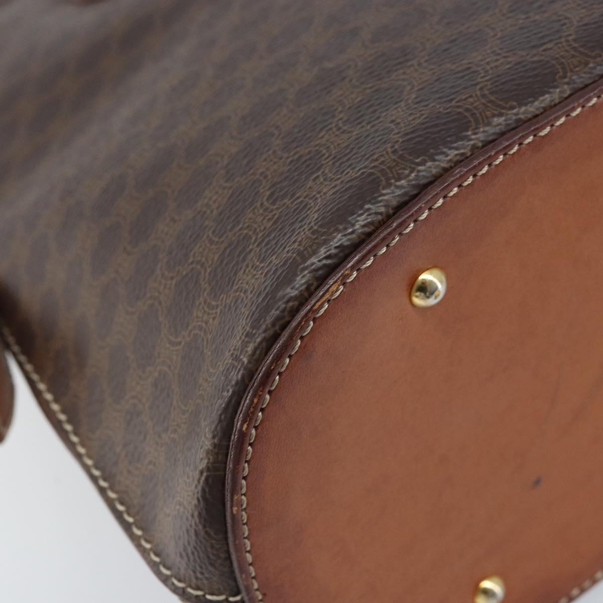 CELINE Macadam Canvas Hand Bag PVC Leather 2way Brown Gold Auth ka2994