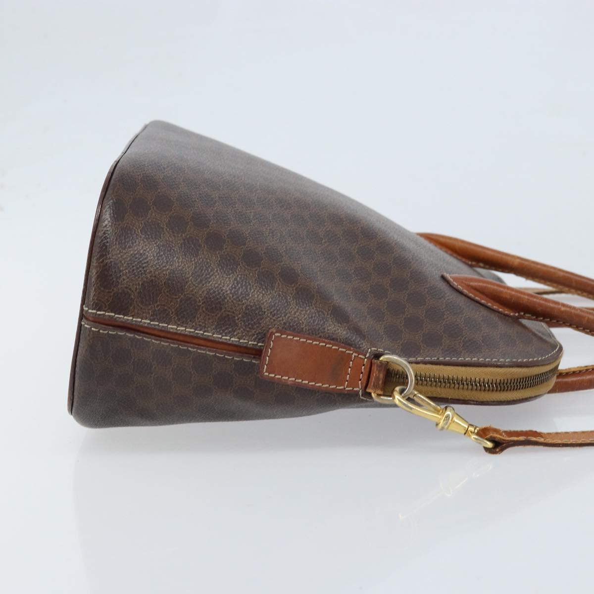 CELINE Macadam Canvas Hand Bag PVC Leather 2way Brown Gold Auth ka2994
