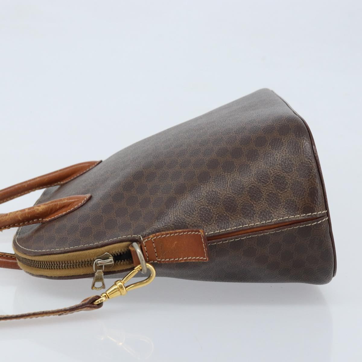 CELINE Macadam Canvas Hand Bag PVC Leather 2way Brown Gold Auth ka2994