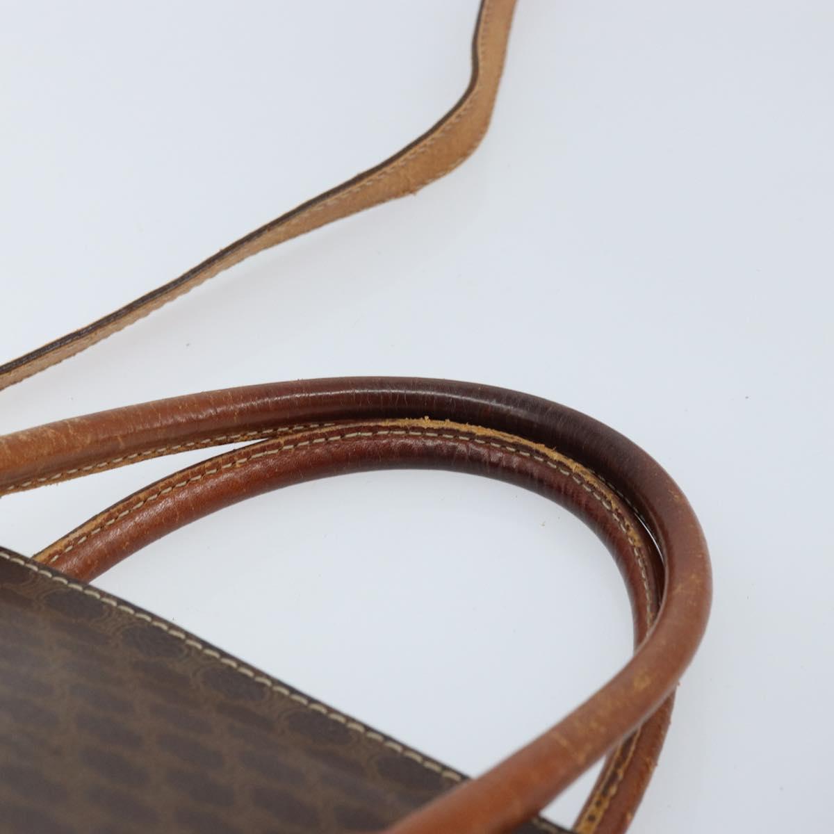 CELINE Macadam Canvas Hand Bag PVC Leather 2way Brown Gold Auth ka2994
