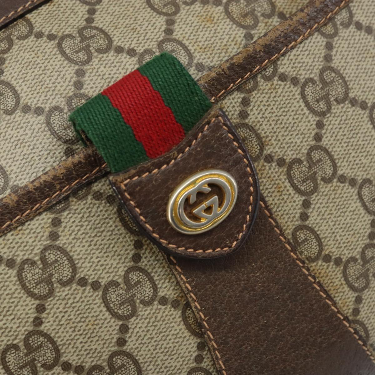 GUCCI GG Supreme Web Sherry Line Bag PVC Beige Red 89 02 032 Auth ka2995