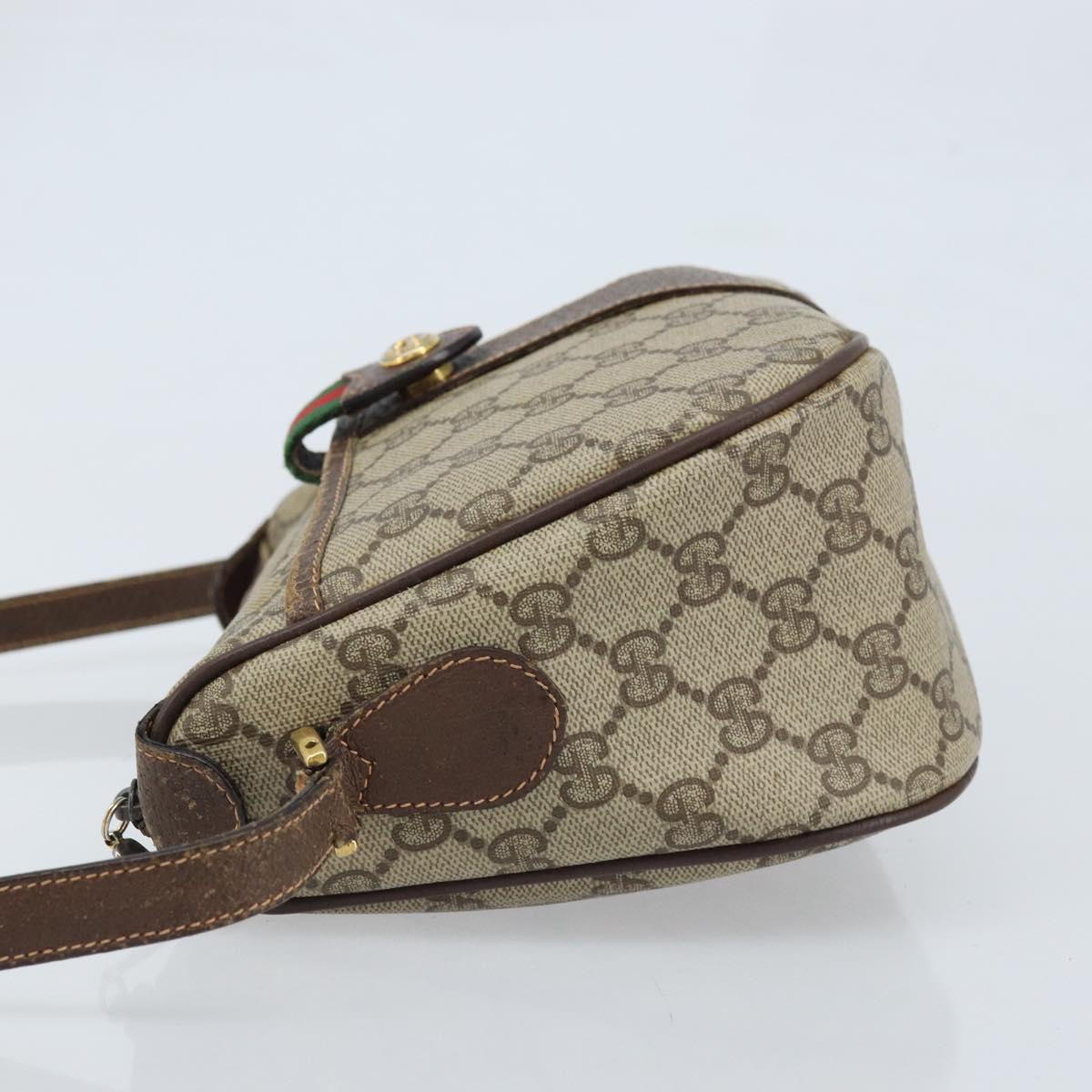 GUCCI GG Supreme Web Sherry Line Bag PVC Beige Red 89 02 032 Auth ka2995