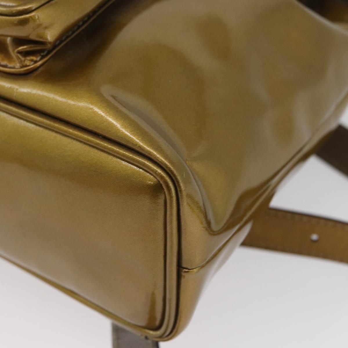 GUCCI Bamboo Backpack Patent leather Gold Tone 003 1705 0030 Auth ka2998