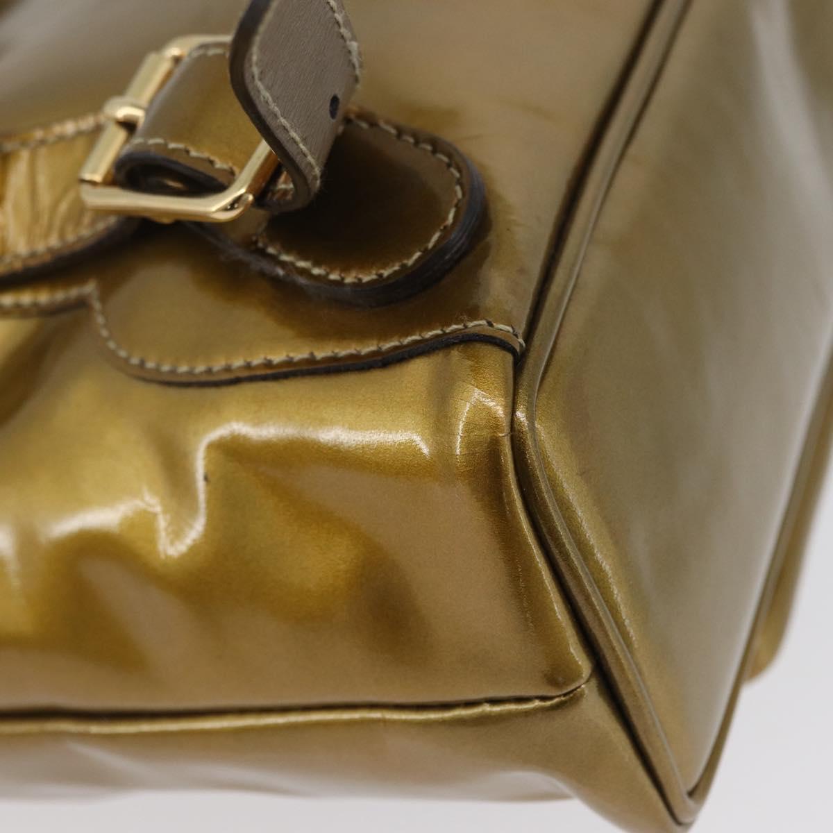 GUCCI Bamboo Backpack Patent leather Gold Tone 003 1705 0030 Auth ka2998