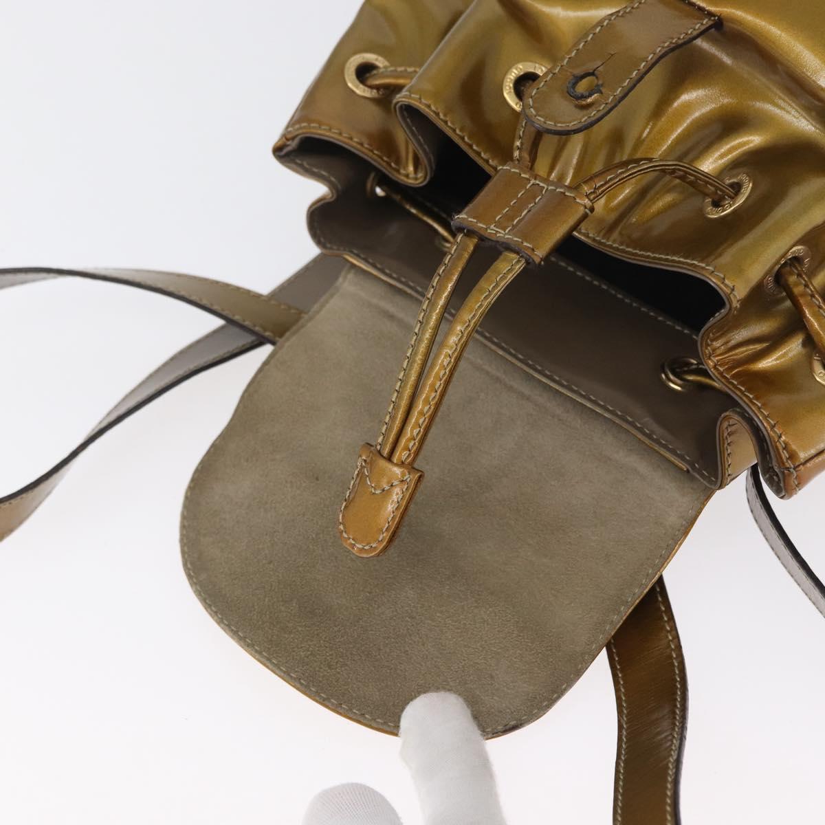 GUCCI Bamboo Backpack Patent leather Gold Tone 003 1705 0030 Auth ka2998