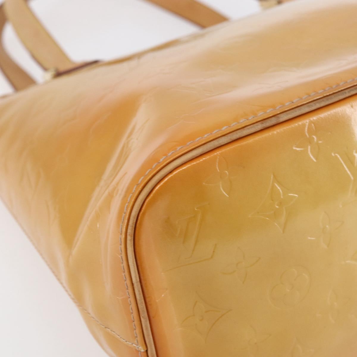 LOUIS VUITTON Monogram Vernis Houston Hand Bag Beige M91004 LV Auth ka300