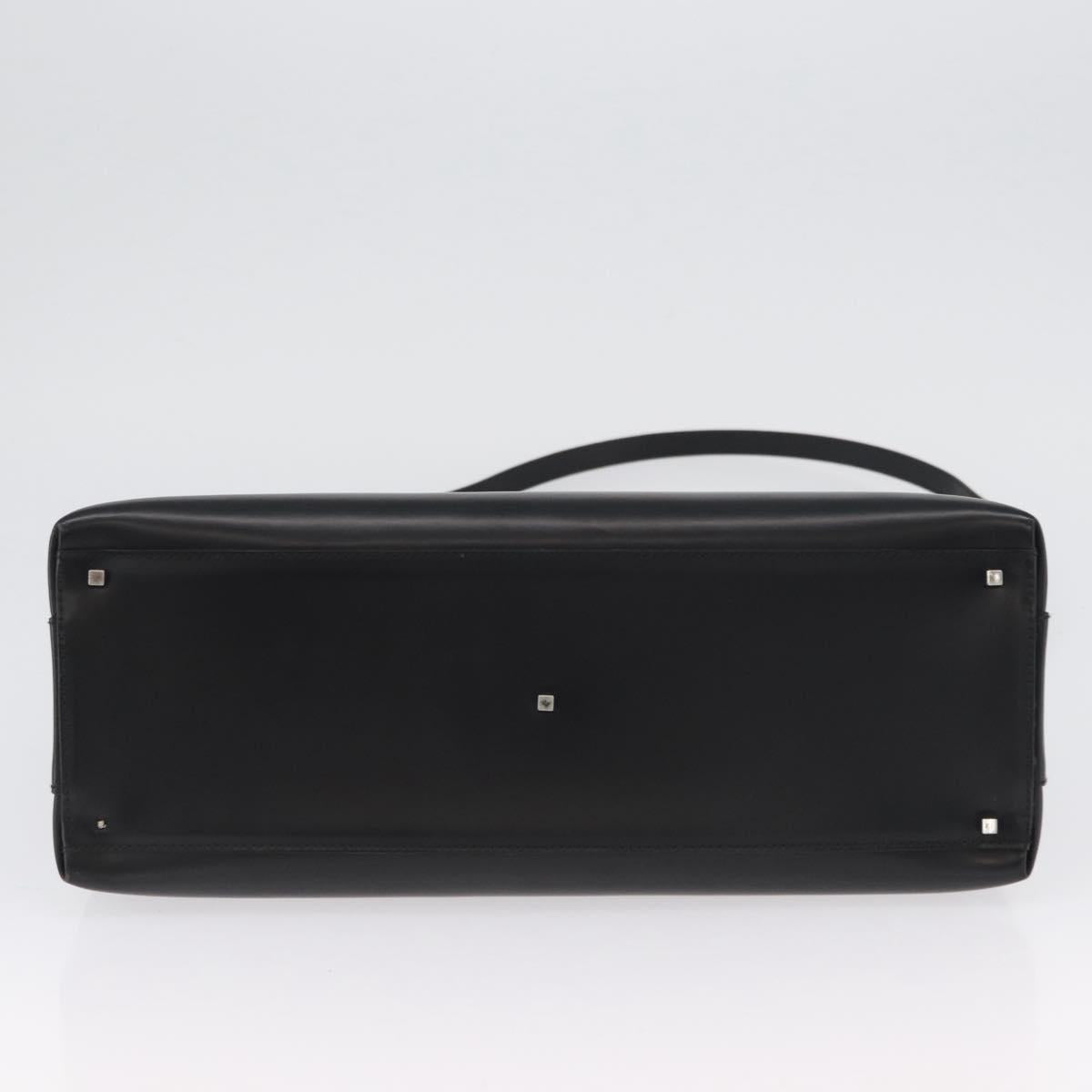 Salvatore Ferragamo Hand Bag Leather 2way Black Silver Auth ka3005