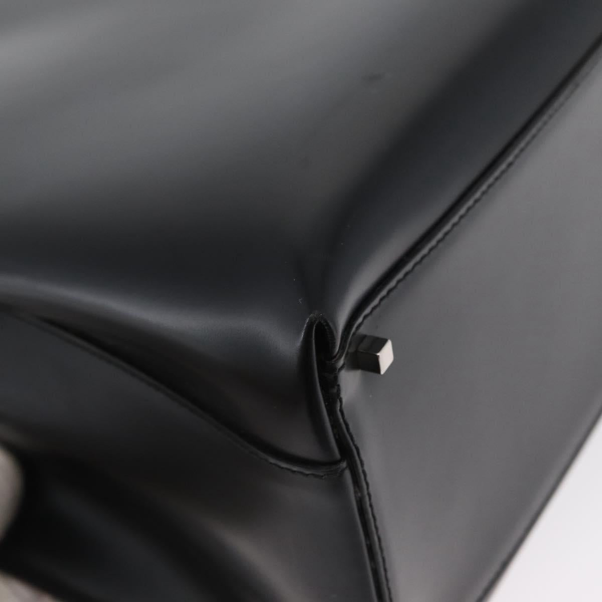 Salvatore Ferragamo Hand Bag Leather 2way Black Silver Auth ka3005