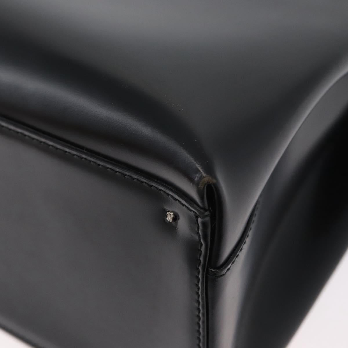 Salvatore Ferragamo Hand Bag Leather 2way Black Silver Auth ka3005