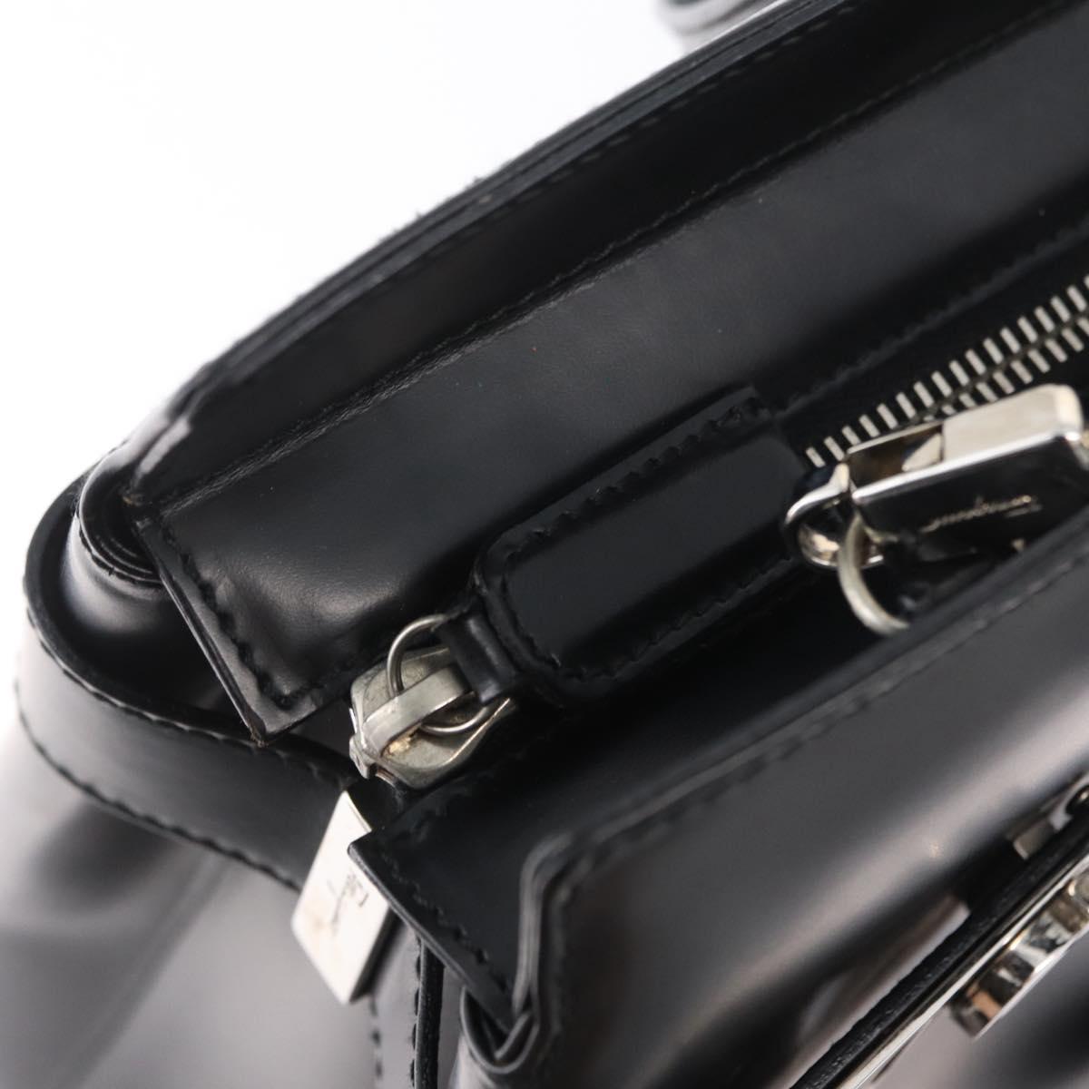 Salvatore Ferragamo Hand Bag Leather 2way Black Silver Auth ka3005
